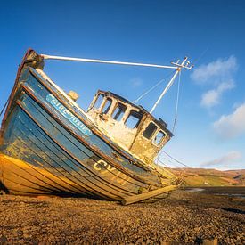 Scotland, old wooden boat in the late afternoon sun by Michel Seelen