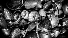 Oude retro oldtimer motorfiets koplampen van Customvince | Vincent Arnoldussen