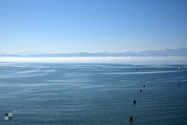 Lake Constance with a view of the Swiss Alps