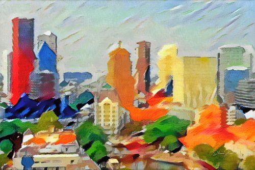 Schilderij Abstracte Skyline Rotterdam
