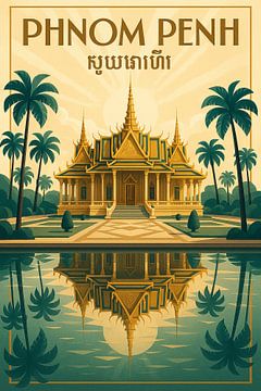 Phnom Penh Royal Palace Poster - Vintage Kambodscha Architektur Kunst