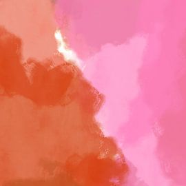 Abstrakte Malerei in Rosa und Orange von Dina Dankers