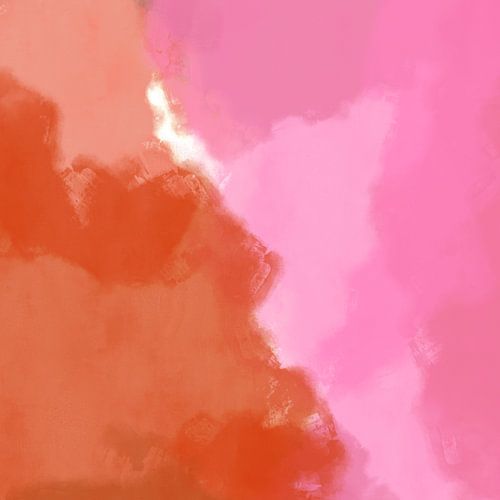 Abstrakte Malerei in Rosa und Orange von Dina Dankers