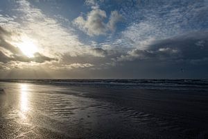 Deserted beach in the golden hour