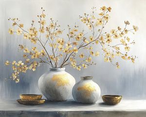 Blumenvase | Goldene Blüten über Vase