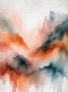 Sonnenaufgang in den Bergen, modern abstrakt in Pastellfarben