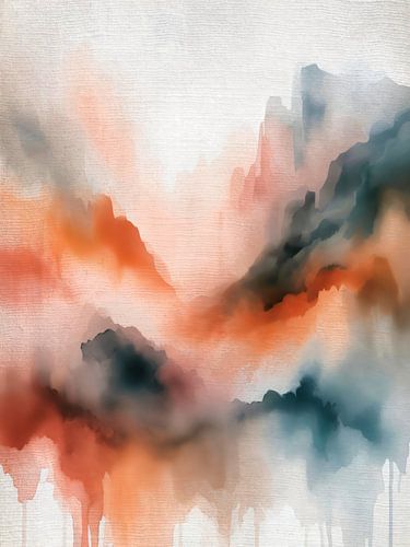 Zonsopgang in de bergen, modern abstract in pastelkleuren