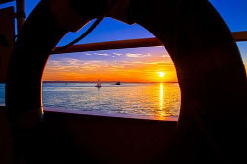 Coucher de soleil au lac de Constance (photo encadrée)