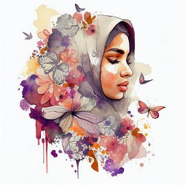 Floral Line Art Veil Profile by Chromatic Fusion Studio