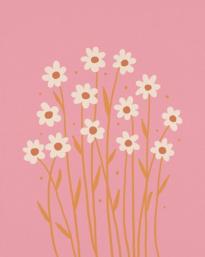 Simple daisies - pink and orange