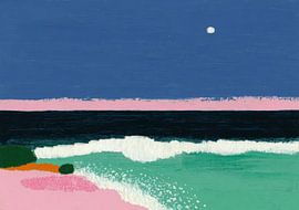 Mer abstraite de nuit avec la lune sur Niklas Maximilian