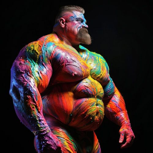 Extreme bodybuilder met neon bodypaint
