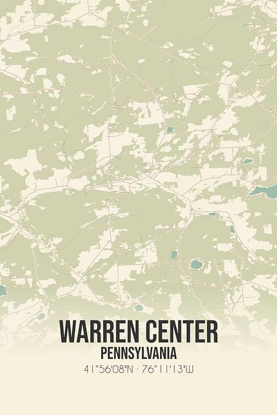 Alte Karte von Warren Center (Pennsylvania), USA. von Ortsdrucke
