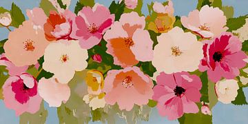 Wilde bloementuin in lentekleuren van Mad Dog Art