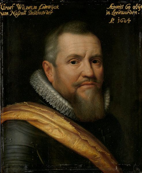 Portret van Willem Lodewijk, graaf van Nassau, Michiel Jansz. van Mierevelt van Meesterlijcke Meesters