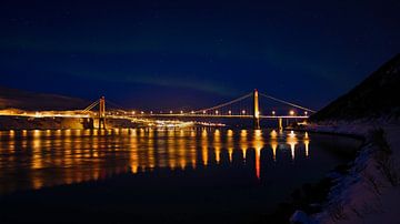 Kvalsund brug in de winter van Timon Schneider