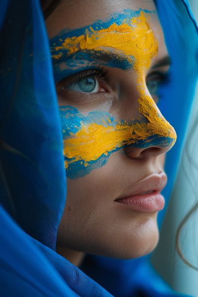 AI-Porträt mit Farben der ukrainischen Flagge von Egon Zitter