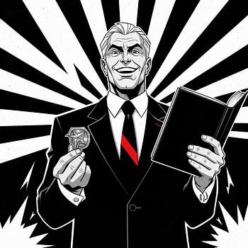 Leader confiant tenant un livre et un symbole de récompense