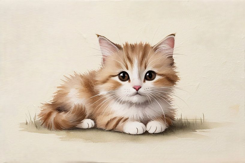 Cute kitten in watercolour style by Art & Soul Creations