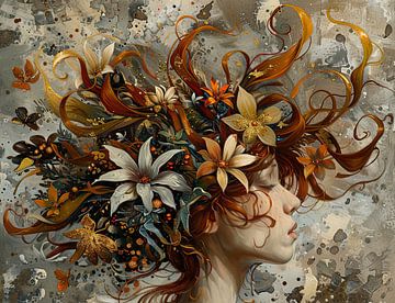 Woman Flowers | Flowers by Blikvanger Schilderijen