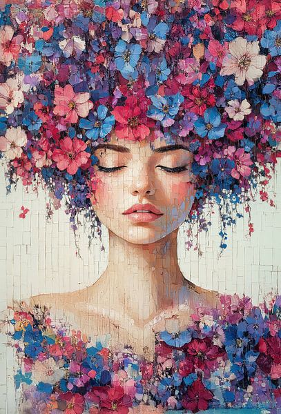 femme avec des fleurs style métropolitain par Egon Zitter