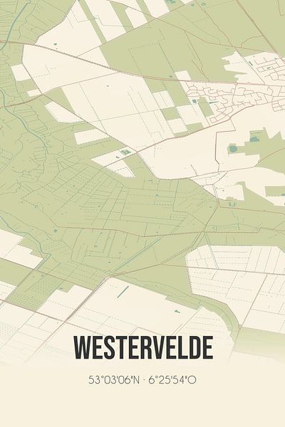 Alte Karte von Westervelde (Drenthe) von Ortsdrucke