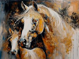 Horse with foal by Marjolein Deelen