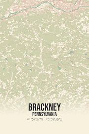 Carte ancienne de Brackney (Pennsylvanie), USA. sur Affiches de lieux