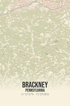 Carte ancienne de Brackney (Pennsylvanie), USA. sur Rezona