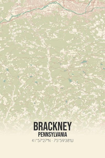Alte Karte von Brackney (Pennsylvania), USA. von Ortsdrucke