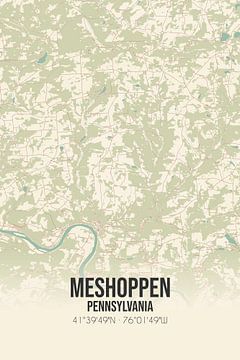 Vintage landkaart van Meshoppen (Pennsylvania), USA. van MijnStadsPoster
