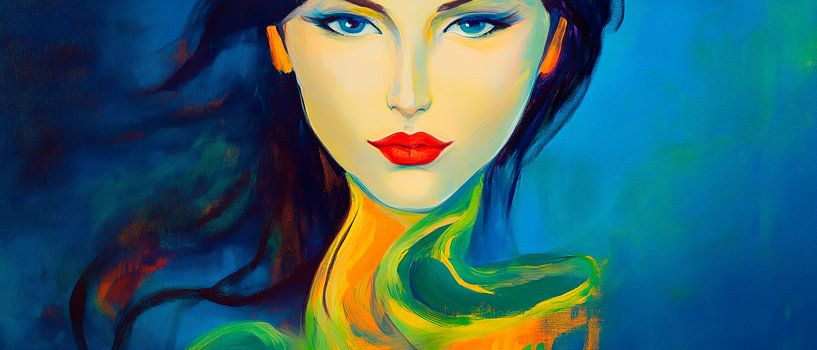 Farbenspiel der Seele – Porträt einer Frau von Poster Art Shop