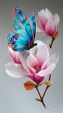 vlinder op bloem van Gelissen Artworks
