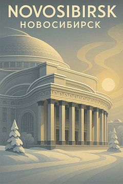 Affiche de l'opéra de Novossibirsk - Sibérie Hiver Voyage Art Print