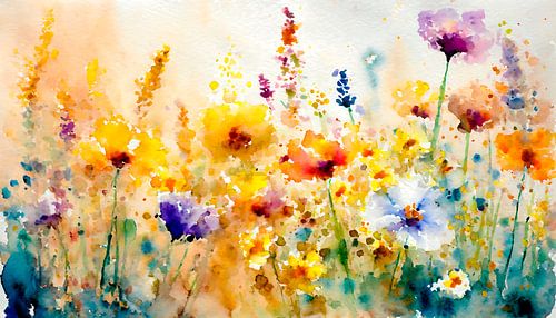 Abstract Impressionistisch. Kleurrijke Wilde bloemen in de zomer