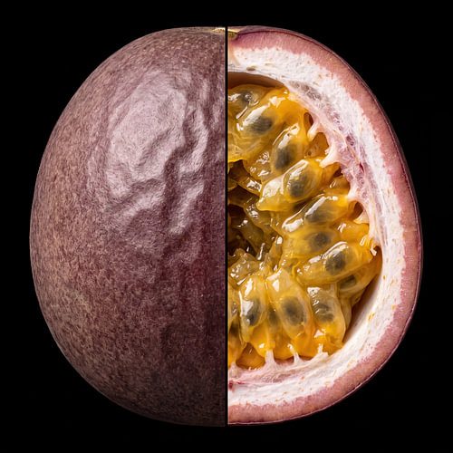 Passion Fruit — Whole and Cut Open