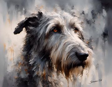 Ierse Wolfshond Hond Kunst - Origineel Schilderij door Johanna's Art van Johannas Art Creations