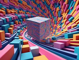 Abstrakte Kunst in Farbe mit 3d-Effekt