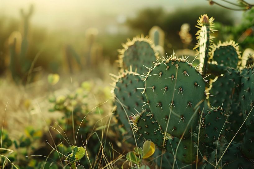 Nahaufnahme eines Kaktusfeldes bei Sonnenaufgang von Imperial Art House