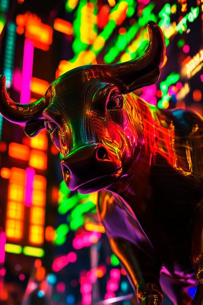 Bulle vor buntem Hintergrund – Neonlichter von Poster Art Shop