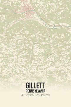 Vieille carte de Gillett (Pennsylvanie), USA. sur Rezona