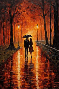 Herbstliche Liebe unter dem Regenschirm von Knaapen van Staal