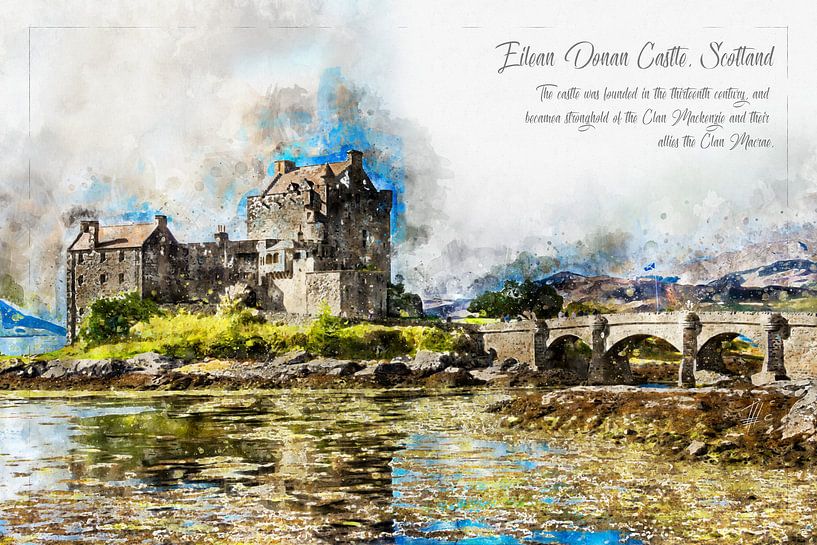 Château d'Eilean Donan, aquarelle, Écosse par Theodor Decker