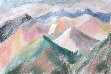 Pastelkleurige bergen en lucht van Imperial Art House