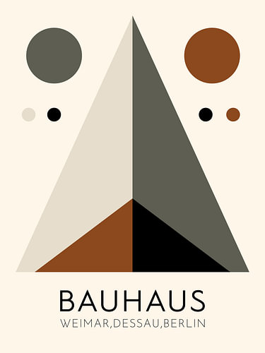 Geometric Balance – Bauhaus Triangle in Grey, Brown and Black