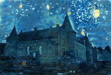 Natte cyanotypie van het kasteel van Alden Biesen van Retrotimes
