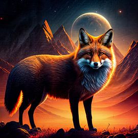 Fuchs und Vollmond von Laly Laura