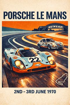 Porsche Le Mans 1970 Retro Racing Poster by Dodik Hariyono