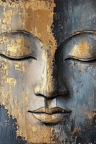 Modern abstract Buddha face in Japandi style
