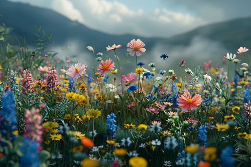 bloemenkunst aan de muur